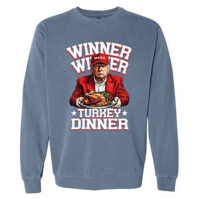 Funny Trump Winner Winner Turkey Dinner Thanksgiving Humor Garment-Dyed Sweatshirt