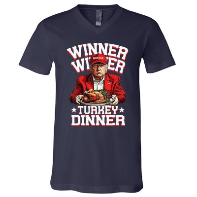 Funny Trump Winner Winner Turkey Dinner Thanksgiving Humor V-Neck T-Shirt