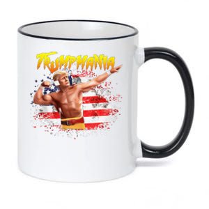 Funny Trumpmania Wrestling Meme 2024 Usa Flag Trump Rally 11oz Black Color Changing Mug