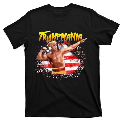 Funny Trumpmania Wrestling Meme 2024 Usa Flag Trump Rally T-Shirt