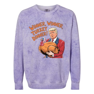 Funny Trump Winner Winner Turkey Dinner Thanksgiving Cute Gift Colorblast Crewneck Sweatshirt