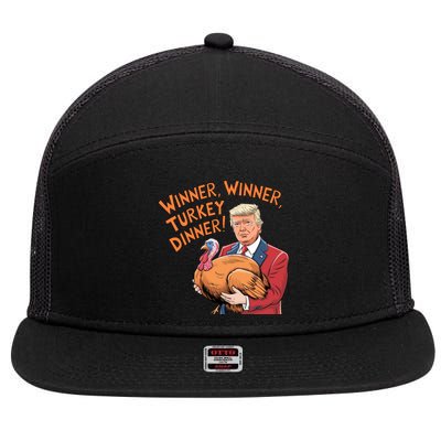 Funny Trump Winner Winner Turkey Dinner Thanksgiving Cute Gift 7 Panel Mesh Trucker Snapback Hat