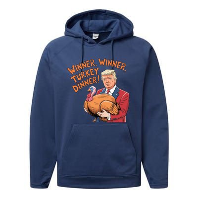 Funny Trump Winner Winner Turkey Dinner Thanksgiving Cute Gift Performance Fleece Hoodie