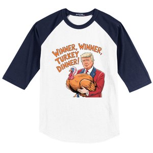 Funny Trump Winner Winner Turkey Dinner Thanksgiving Cute Gift Baseball Sleeve Shirt