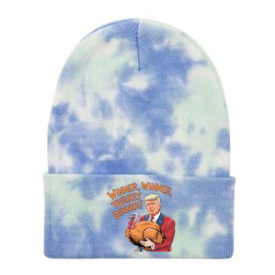 Funny Trump Winner Winner Turkey Dinner Thanksgiving Cute Gift Tie Dye 12in Knit Beanie