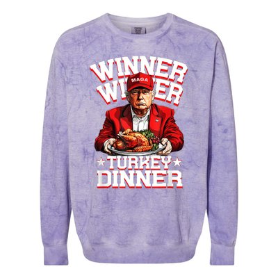 Funny Trump Winner Winner Turkey Dinner Thanksgiving Apparel Colorblast Crewneck Sweatshirt