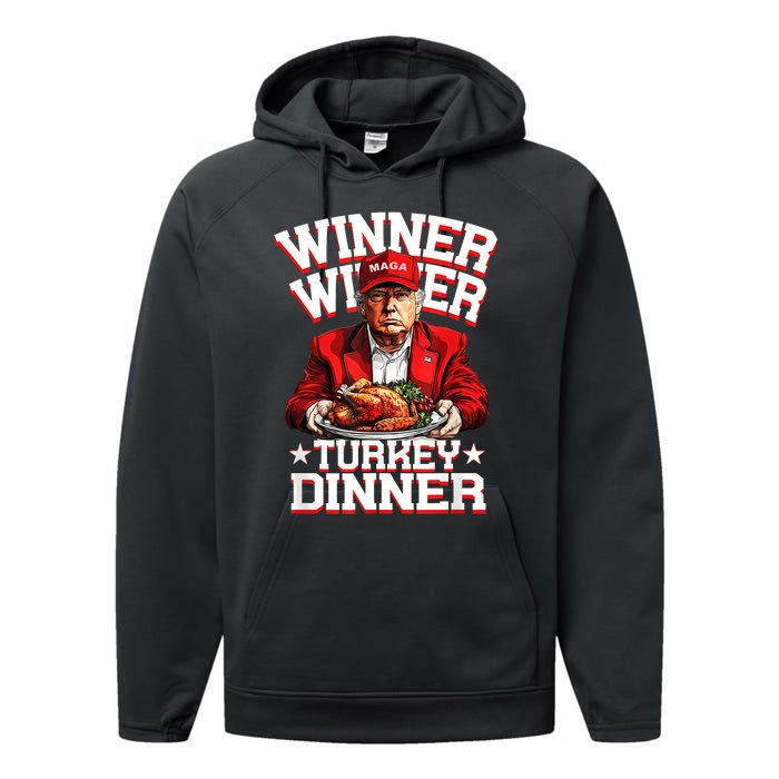 Funny Trump Winner Winner Turkey Dinner Thanksgiving Apparel Performance Fleece Hoodie