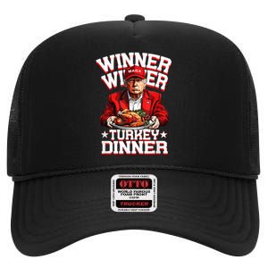 Funny Trump Winner Winner Turkey Dinner Thanksgiving Apparel High Crown Mesh Back Trucker Hat