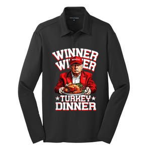 Funny Trump Winner Winner Turkey Dinner Thanksgiving Apparel Silk Touch Performance Long Sleeve Polo