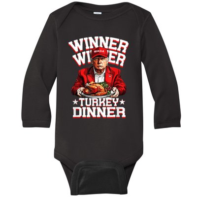 Funny Trump Winner Winner Turkey Dinner Thanksgiving Apparel Baby Long Sleeve Bodysuit