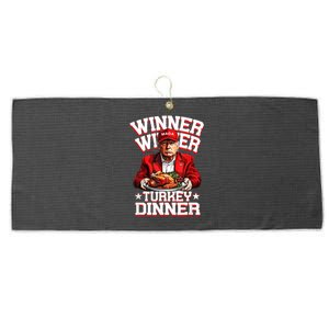 Funny Trump Winner Winner Turkey Dinner Thanksgiving Apparel Large Microfiber Waffle Golf Towel