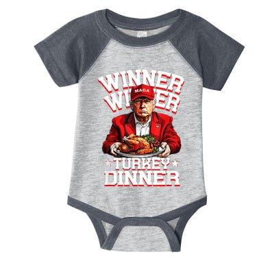 Funny Trump Winner Winner Turkey Dinner Thanksgiving Apparel Infant Baby Jersey Bodysuit