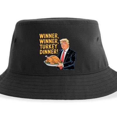 Funny Trump Winner Winner Turkey Dinner Thanksgiving Gift Sustainable Bucket Hat
