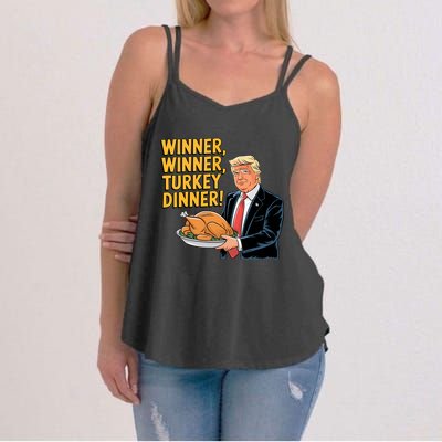 Funny Trump Winner Winner Turkey Dinner Thanksgiving Gift Women's Strappy Tank