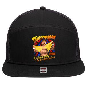 Funny Trump Wrestling Meme Fake News Trumpamania 7 Panel Mesh Trucker Snapback Hat