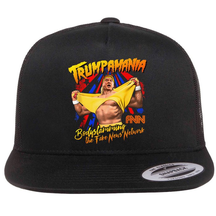 Funny Trump Wrestling Meme Fake News Trumpamania Flat Bill Trucker Hat