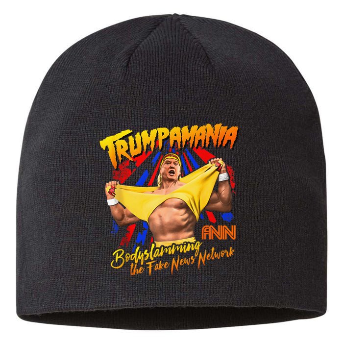 Funny Trump Wrestling Meme Fake News Trumpamania Sustainable Beanie