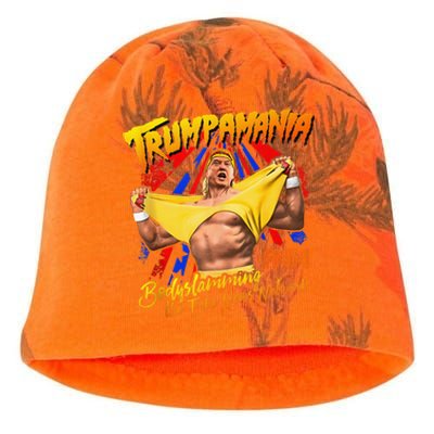 Funny Trump Wrestling Meme Fake News Trumpamania Kati - Camo Knit Beanie