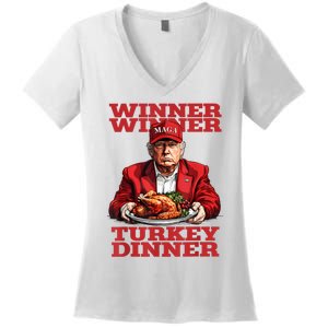 Funny Trump Winner Turkey Dinner Thanksgiving DaddyS Home Women's V-Neck T-Shirt