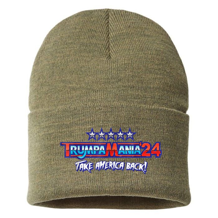 Funny Trump Wrestling Meme Fake News Trumpamania Take America Back Sustainable Knit Beanie