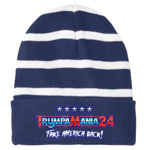 Funny Trump Wrestling Meme Fake News Trumpamania Take America Back Striped Beanie with Solid Band