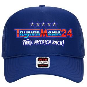 Funny Trump Wrestling Meme Fake News Trumpamania Take America Back High Crown Mesh Back Trucker Hat