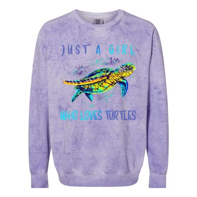 Funny Turtle Watercolor Sea Ocean Art Lovers Girl Colorblast Crewneck Sweatshirt