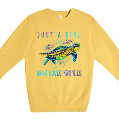 Funny Turtle Watercolor Sea Ocean Art Lovers Girl Premium Crewneck Sweatshirt