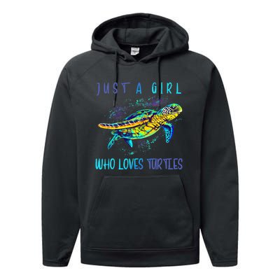 Funny Turtle Watercolor Sea Ocean Art Lovers Girl Performance Fleece Hoodie