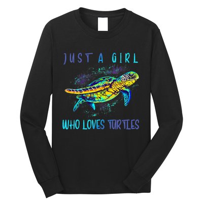 Funny Turtle Watercolor Sea Ocean Art Lovers Girl Long Sleeve Shirt