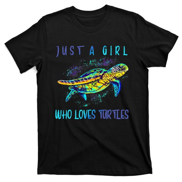 Funny Turtle Watercolor Sea Ocean Art Lovers Girl T-Shirt