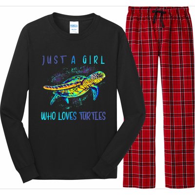 Funny Turtle Watercolor Sea Ocean Art Lovers Girl Long Sleeve Pajama Set