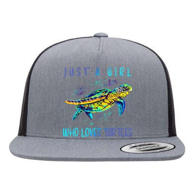 Funny Turtle Watercolor Sea Ocean Art Lovers Girl Flat Bill Trucker Hat