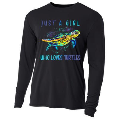 Funny Turtle Watercolor Sea Ocean Art Lovers Girl Cooling Performance Long Sleeve Crew