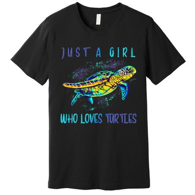 Funny Turtle Watercolor Sea Ocean Art Lovers Girl Premium T-Shirt