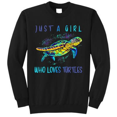 Funny Turtle Watercolor Sea Ocean Art Lovers Girl Tall Sweatshirt