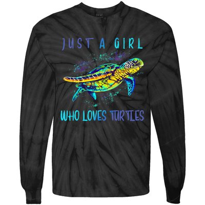 Funny Turtle Watercolor Sea Ocean Art Lovers Girl Tie-Dye Long Sleeve Shirt