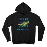 Funny Turtle Watercolor Sea Ocean Art Lovers Girl Tall Hoodie