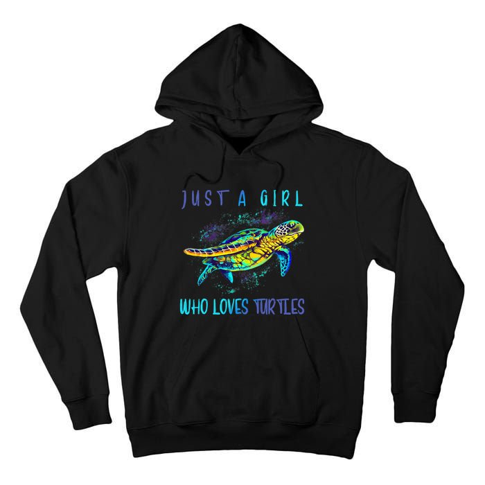 Funny Turtle Watercolor Sea Ocean Art Lovers Girl Tall Hoodie