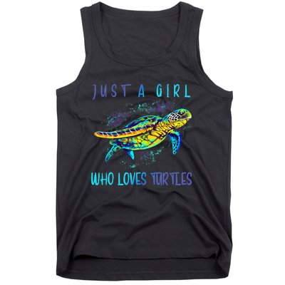 Funny Turtle Watercolor Sea Ocean Art Lovers Girl Tank Top