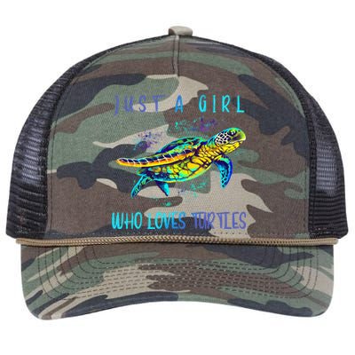 Funny Turtle Watercolor Sea Ocean Art Lovers Girl Retro Rope Trucker Hat Cap