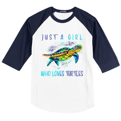 Funny Turtle Watercolor Sea Ocean Art Lovers Girl Baseball Sleeve Shirt