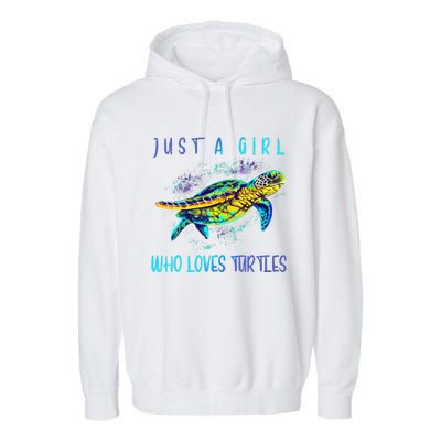 Funny Turtle Watercolor Sea Ocean Art Lovers Girl Garment-Dyed Fleece Hoodie