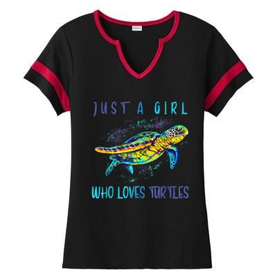 Funny Turtle Watercolor Sea Ocean Art Turtles Lovers Girl Outfit Ladies Halftime Notch Neck Tee