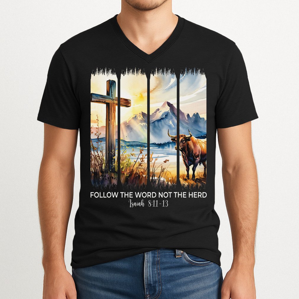 Follow The Word Not The Herd Christian Women Faith Bible V-Neck T-Shirt