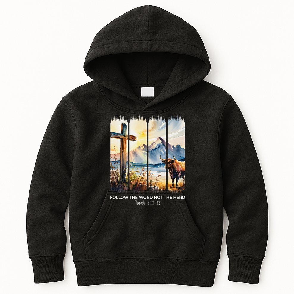 Follow The Word Not The Herd Christian Women Faith Bible Kids Hoodie