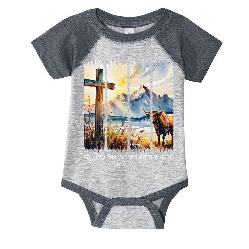 Follow The Word Not The Herd Christian Women Faith Bible Infant Baby Jersey Bodysuit