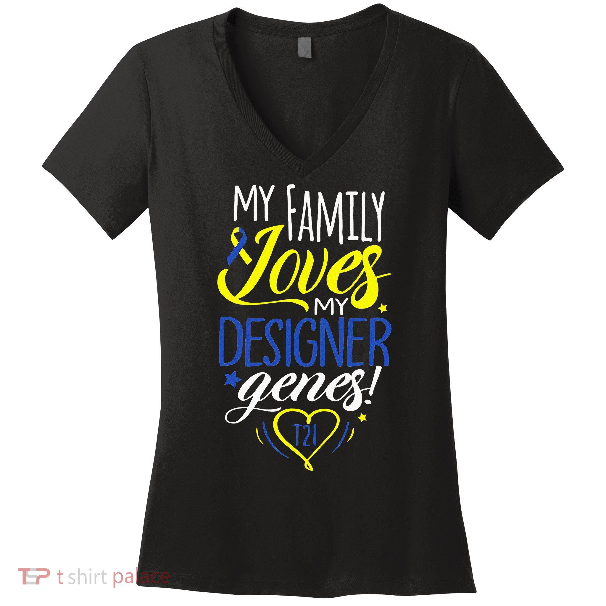 Family T21 World Down Syndrome Awareness Day Women's V-Neck T-Shirt