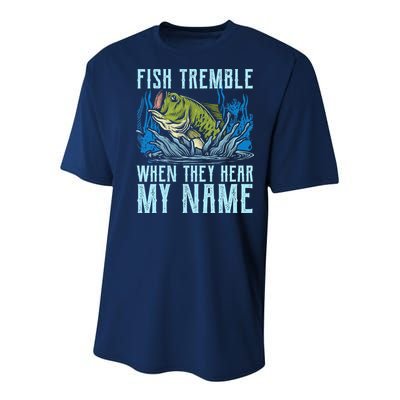 Fish Tremble When They Hear My Name Fishing Fish Youth Performance Sprint T-Shirt
