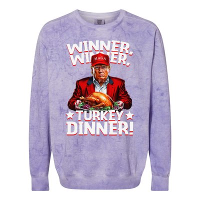 Funny Trump Winner Winner Turkey Dinner Thanksgiving Colorblast Crewneck Sweatshirt